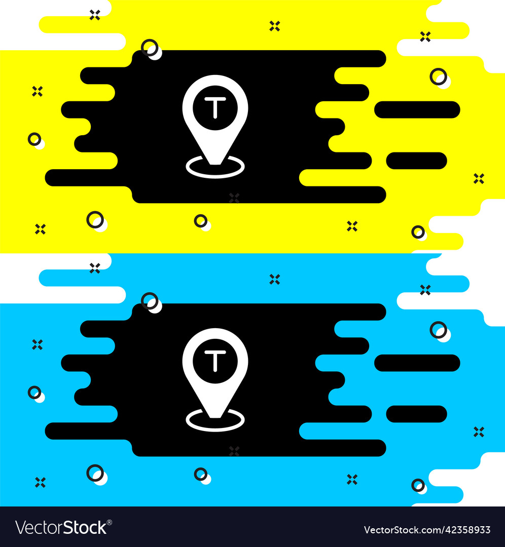 White map pointer with taxi car icon isolated