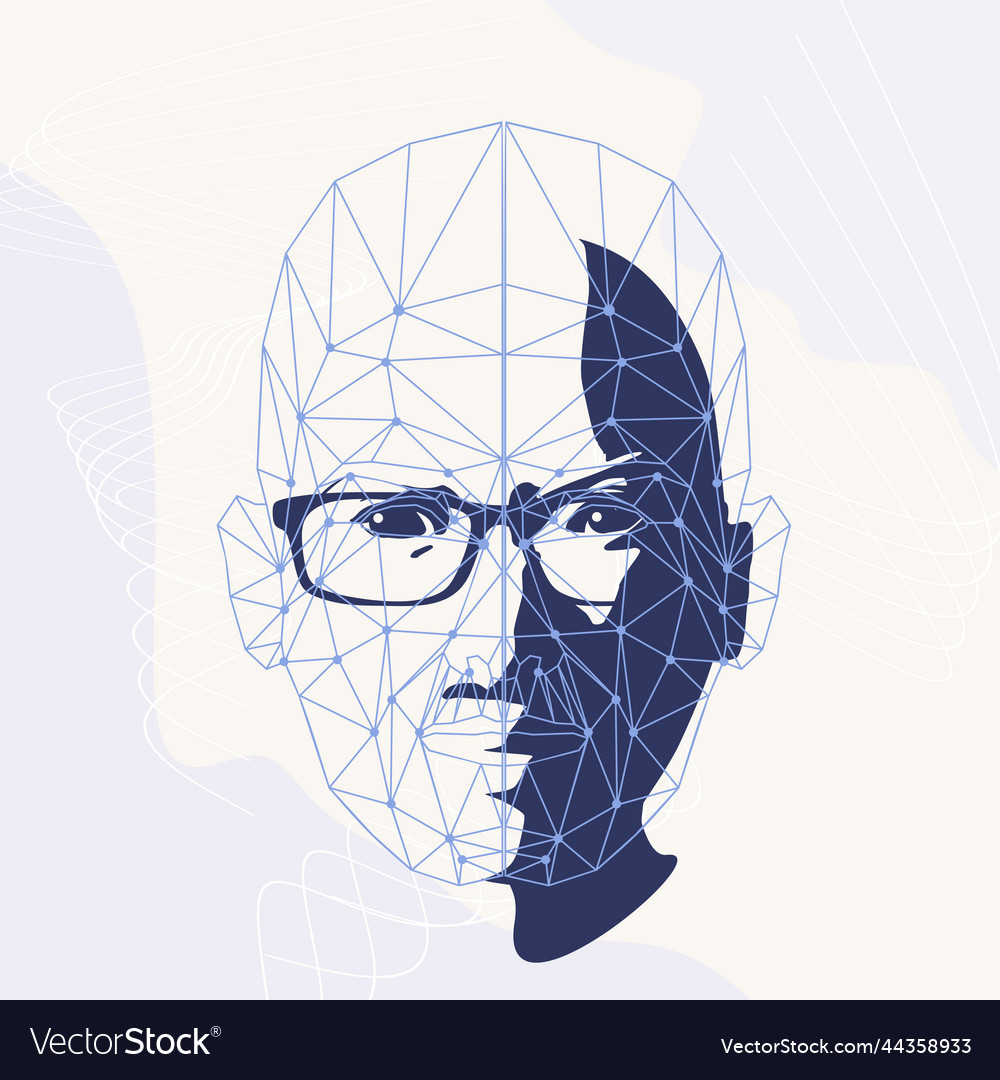 Wireframe mesh head shape consisting of connected vector image Wireframe mesh head shape consisting of connected