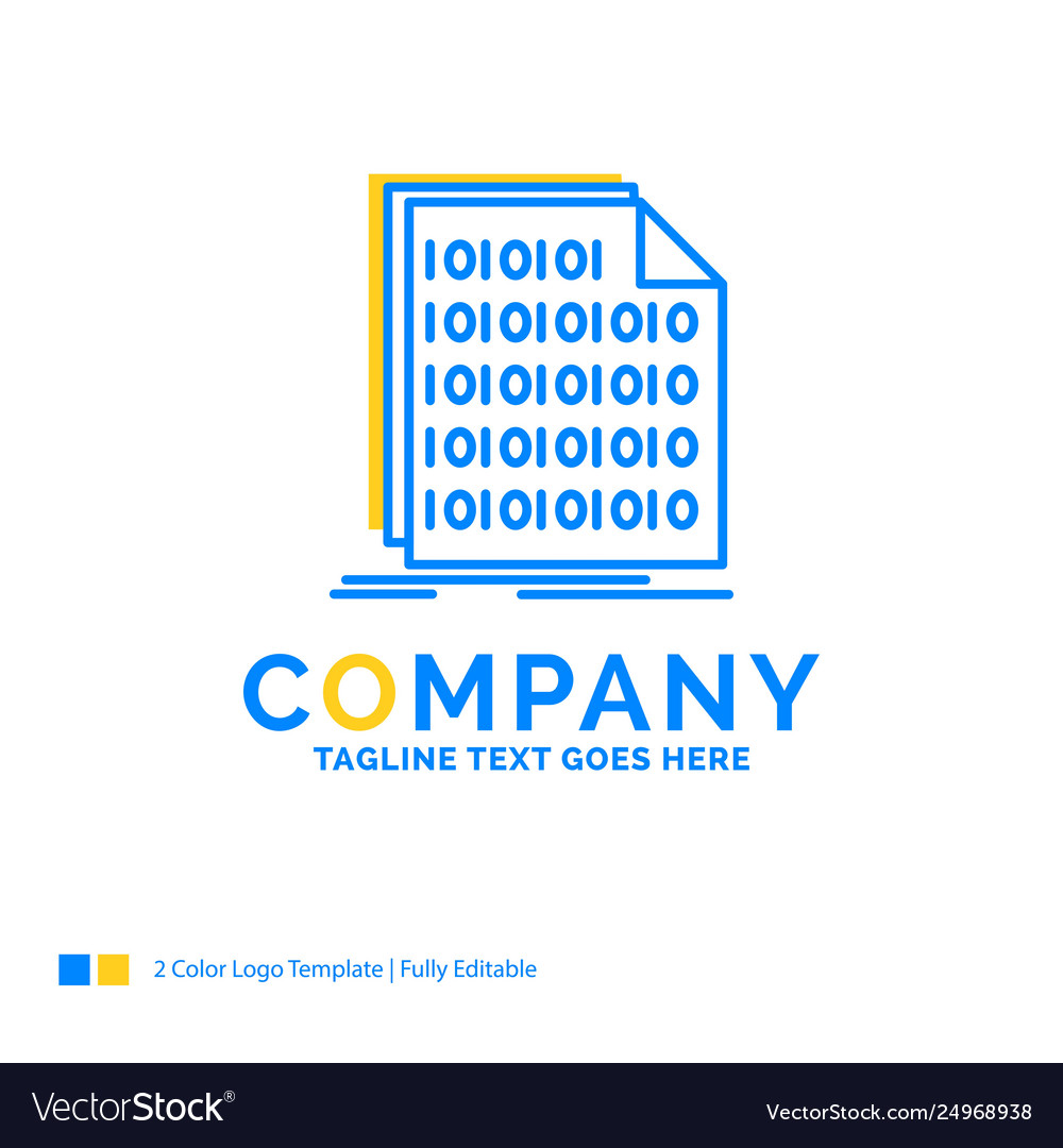 Binary code coding data document blue yellow vector image Binary code coding data document blue yellow