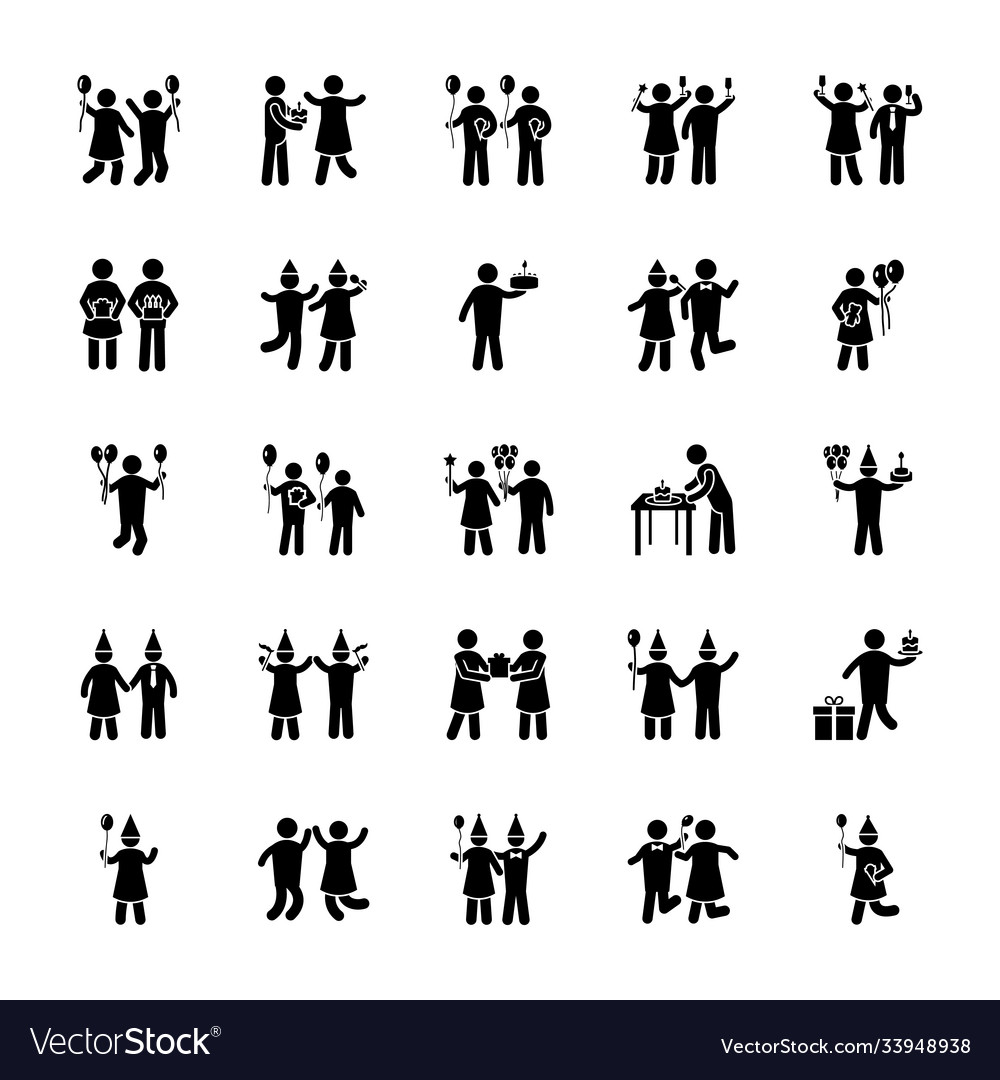 Birthday kids glyph icons