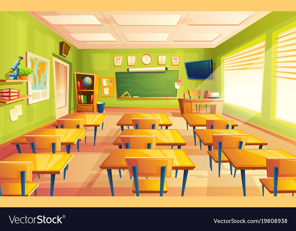 Cartoon empty school college classroom Royalty Free Vector