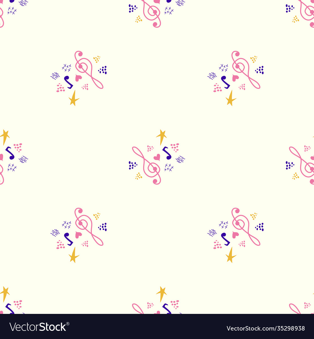 Classic musical patterns with sheet music Vector Image