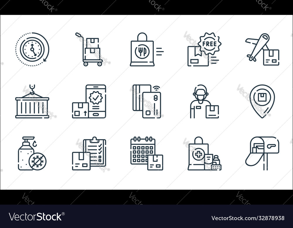 Delivery line icons linear set quality Vector Image Delivery line icons linear set quality