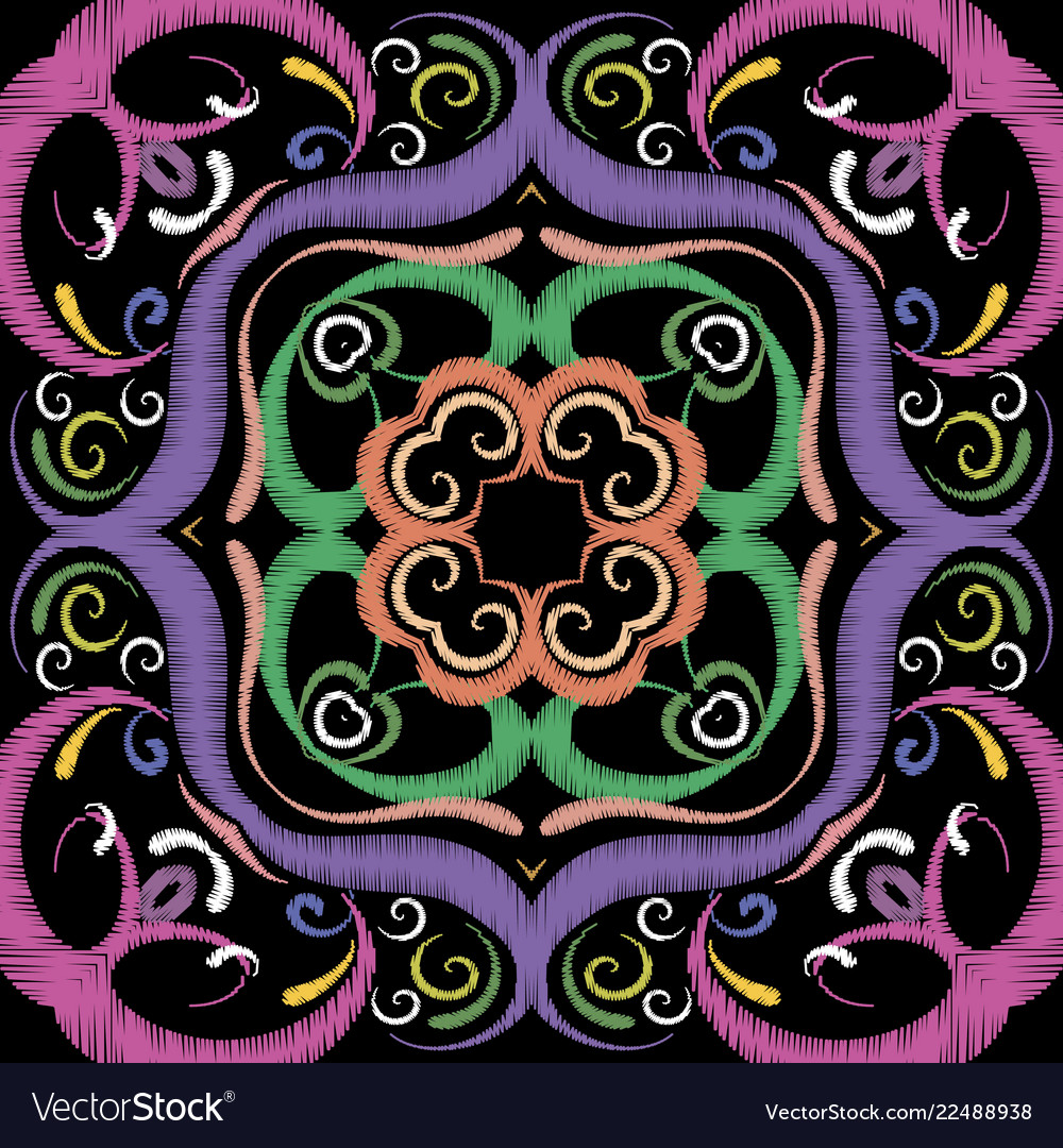 Embroidery floral arabesque seamless pattern