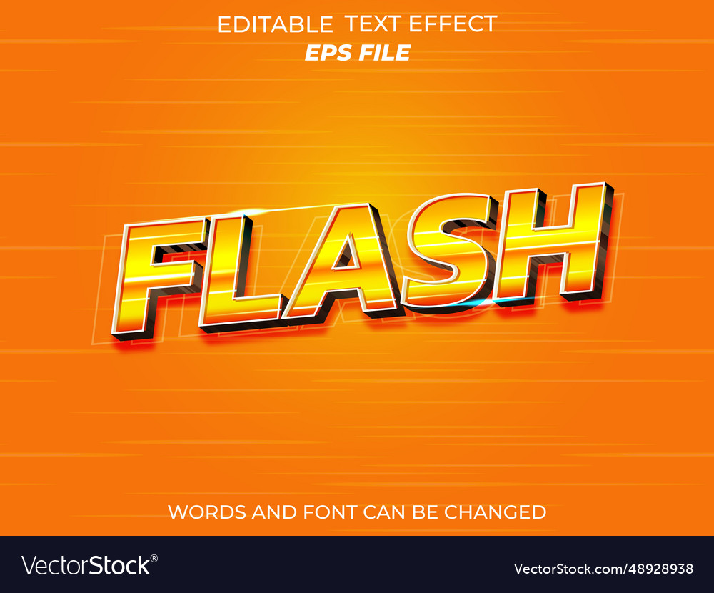 Flash text effect font editable typography 3d Vector Image Flash text effect font editable typography 3d
