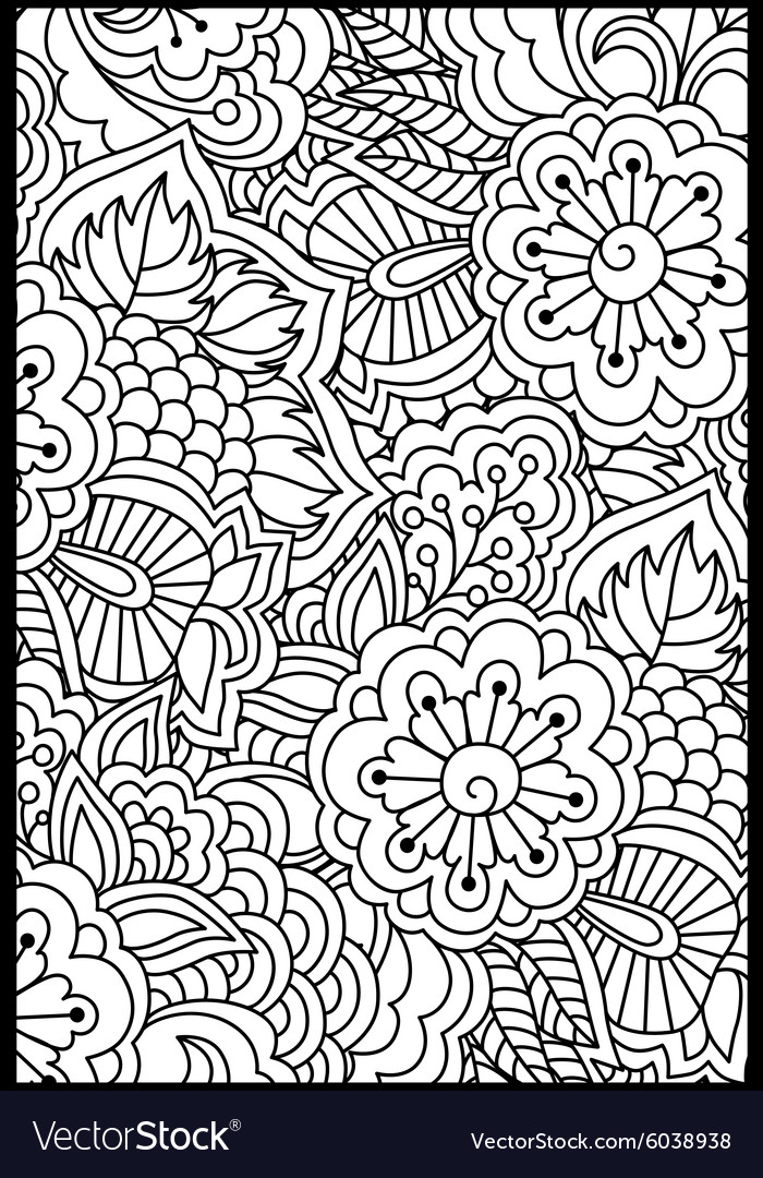 Floral pattern for coloring book Royalty Free Vector Image