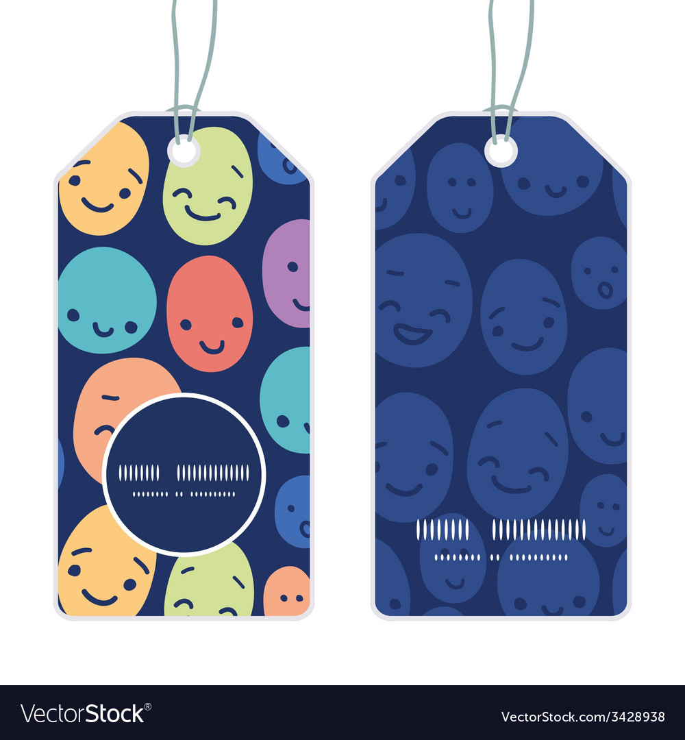 Funny faces vertical round frame pattern tags set