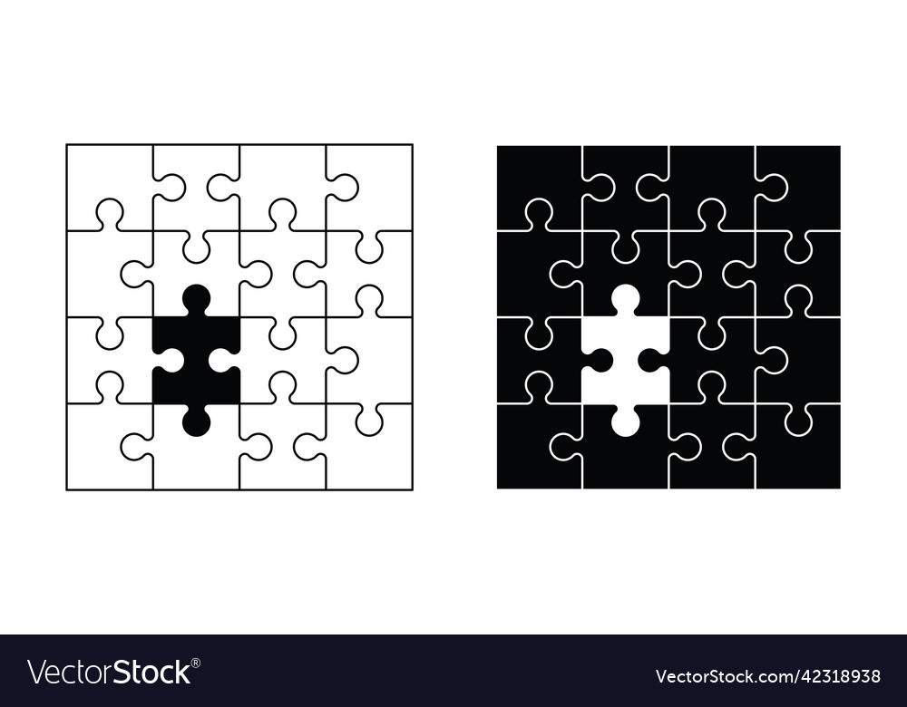 Jigsaw puzzle pieces connection line pattern vector image Jigsaw puzzle pieces connection line pattern