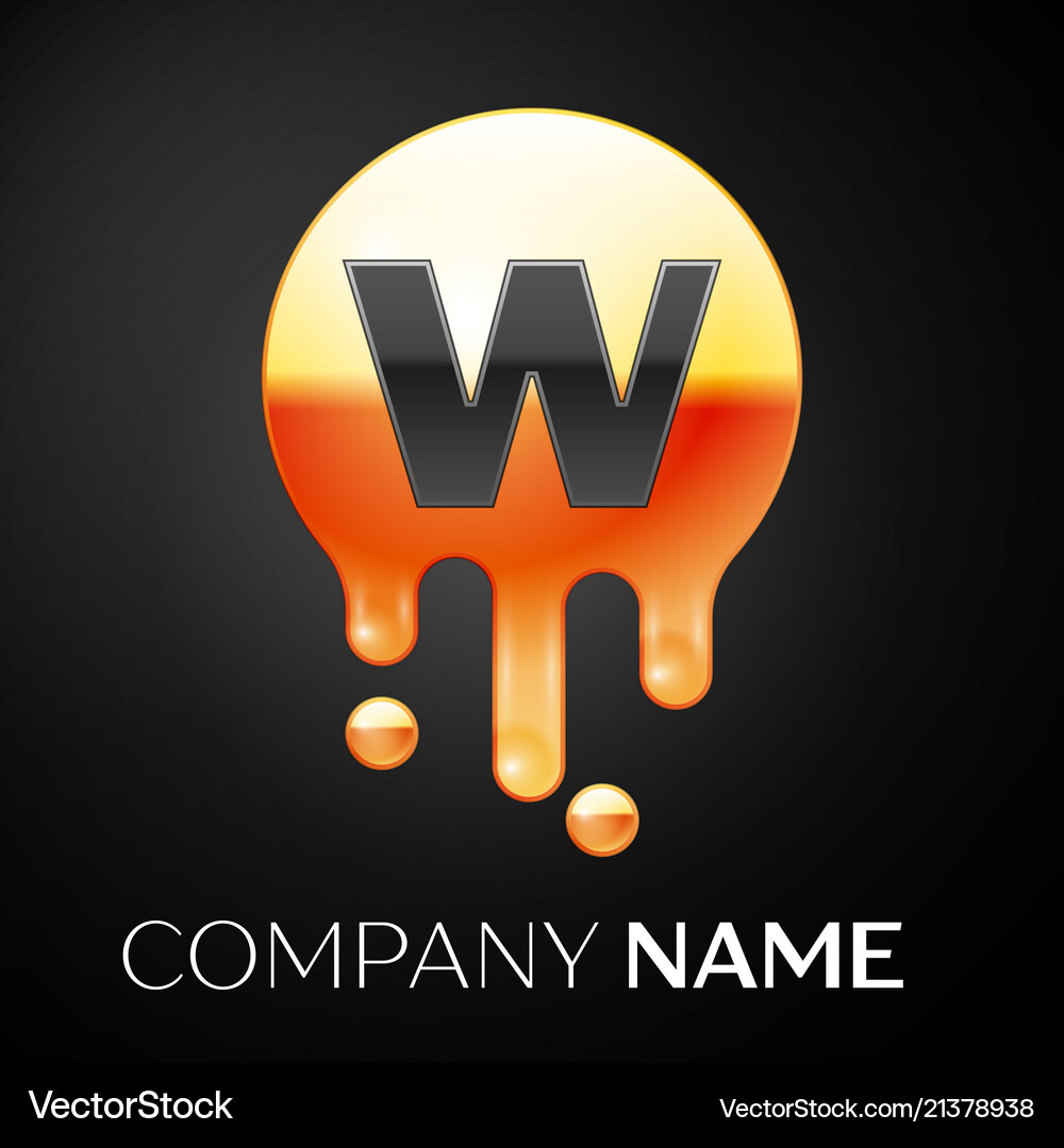 Letter w splash logo golden dots and bubbles Vector Image