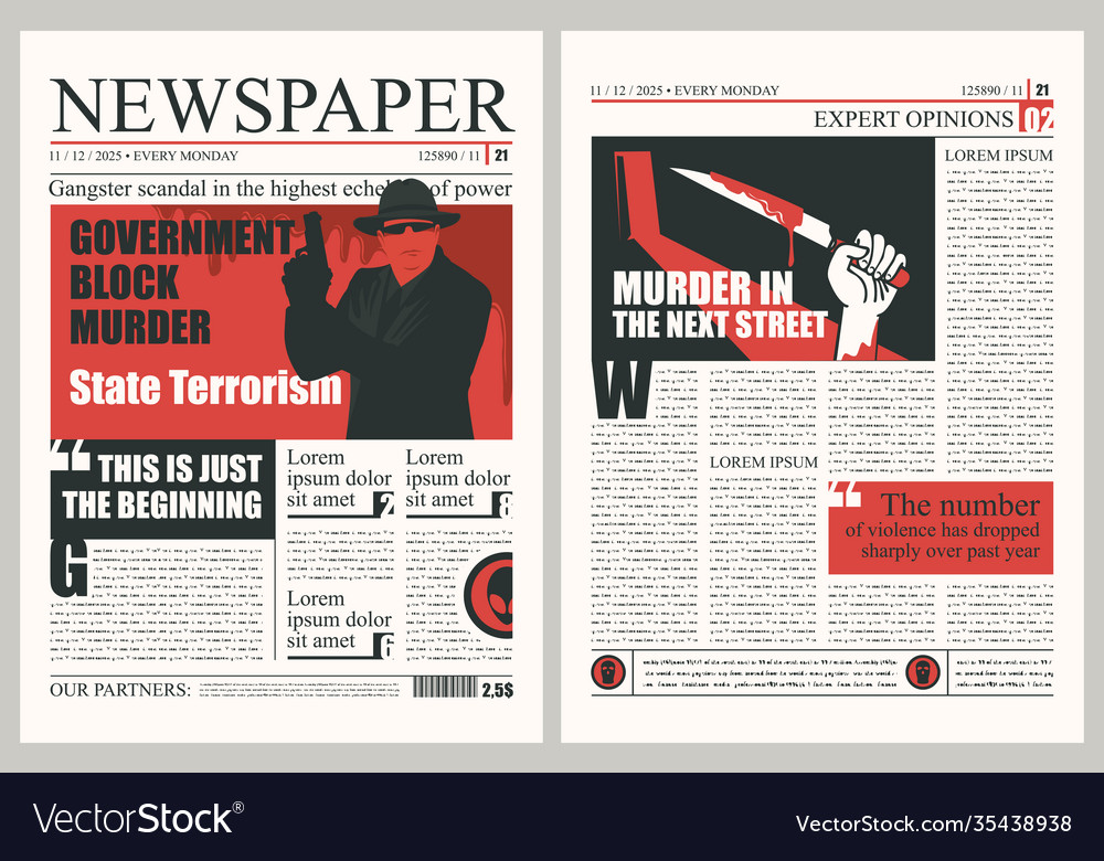 Newspaper Template On Criminal Theme Royalty Free Vector