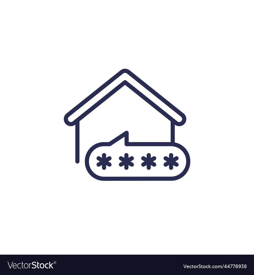 Password access line icon with a house