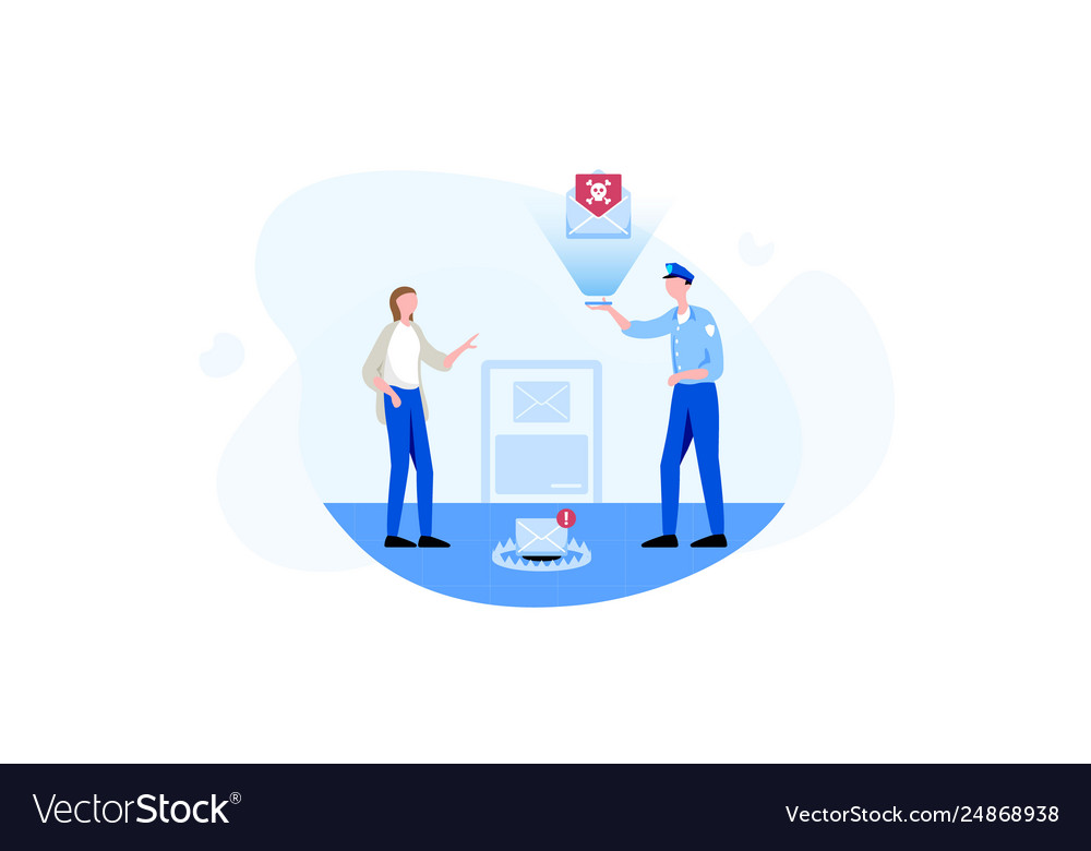 Policeman is attempting to identify phishing web vector image Policeman is attempting to identify phishing web