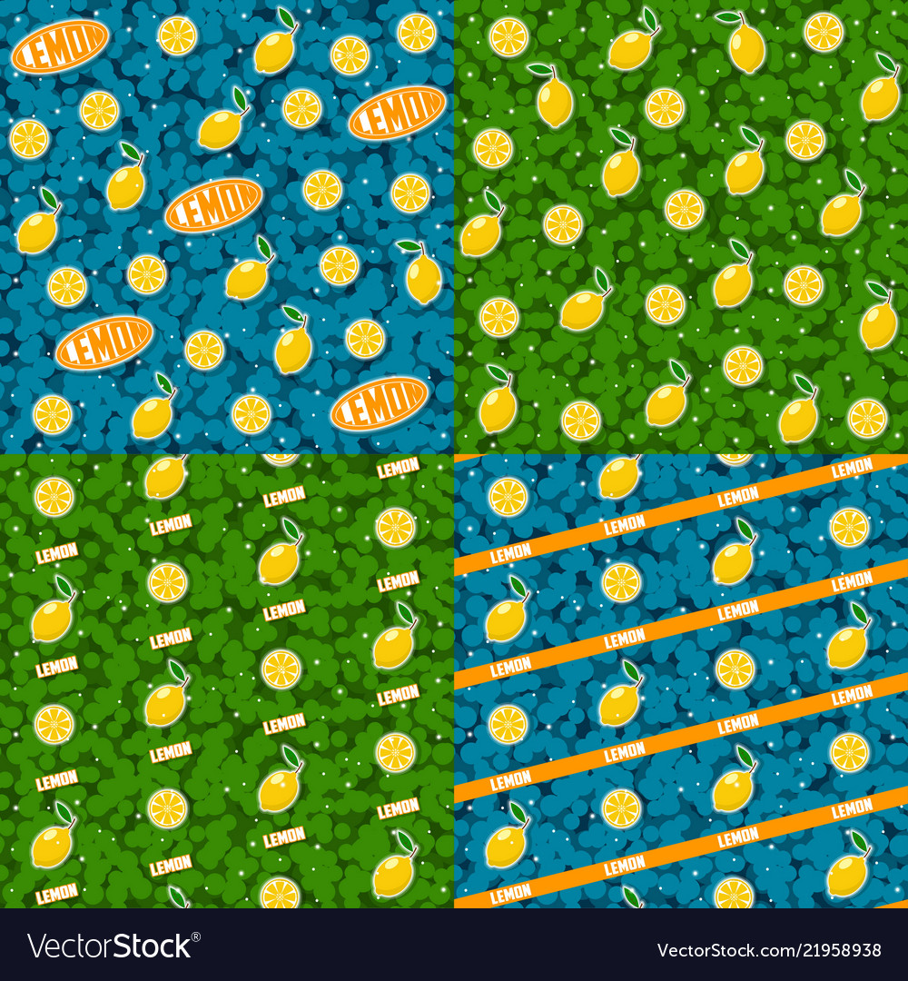 Seamless patterns with fruits 4 elements set
