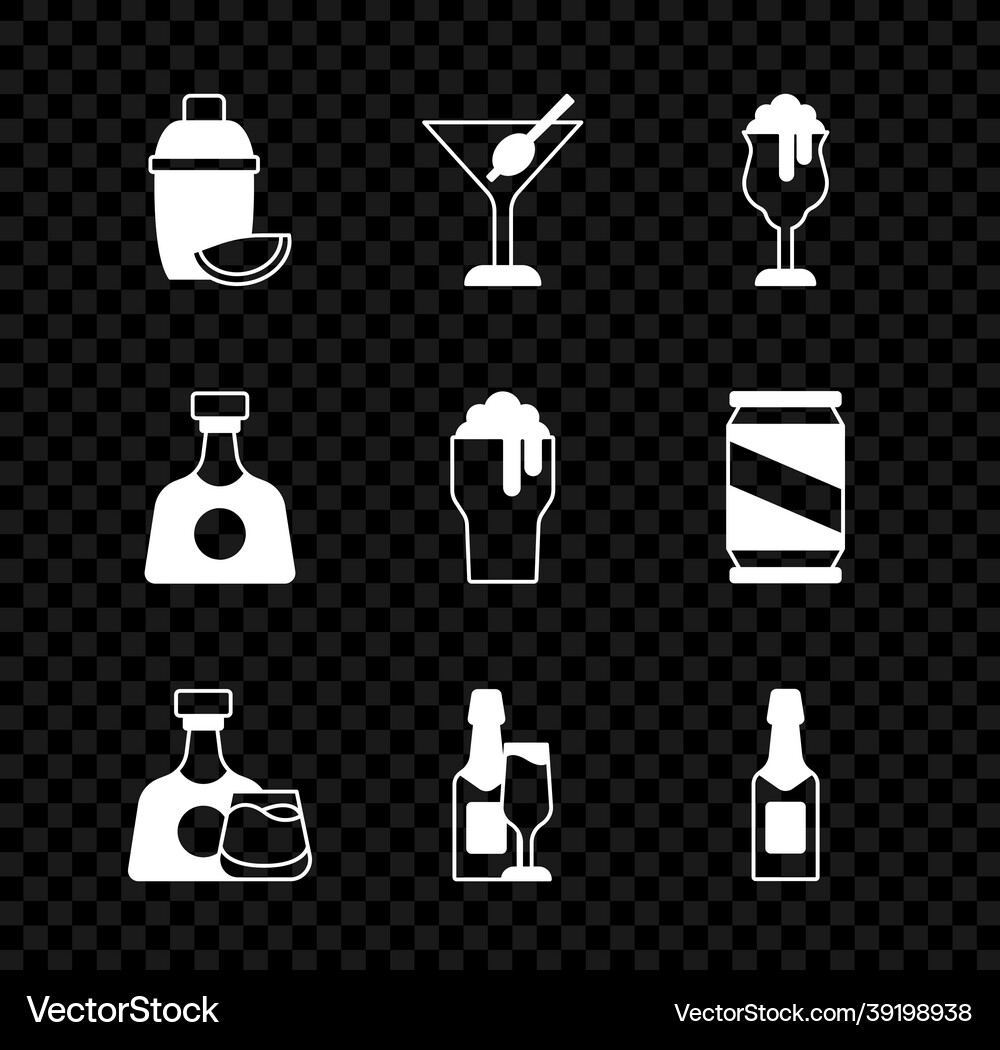 Set cocktail shaker with lime martini glass Vector Image
