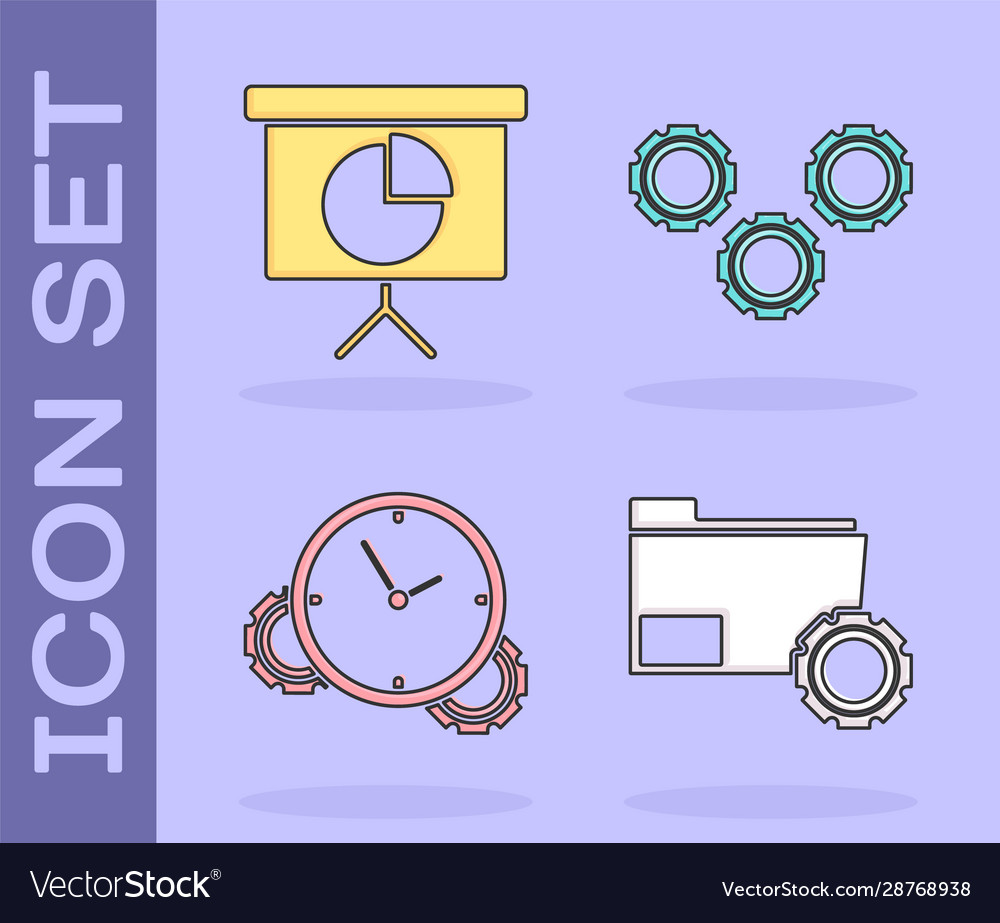 Set folder settings with gears presentation vector image Set folder settings with gears presentation