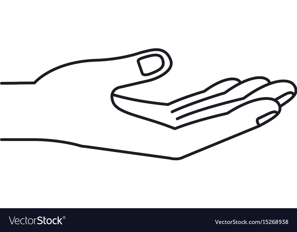 Silhouette extended hand of symbol receiving Vector Image