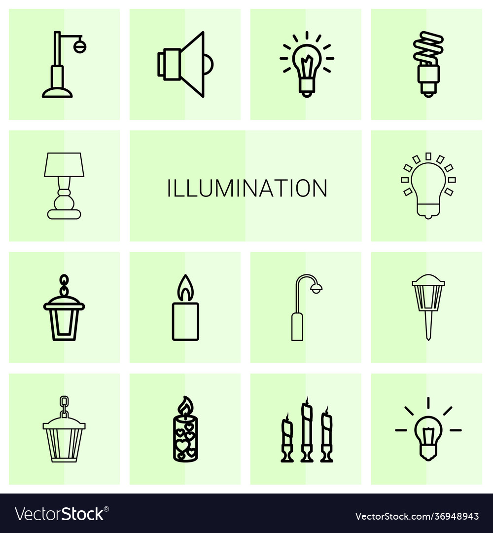 14 illumination icons Royalty Free Vector Image
