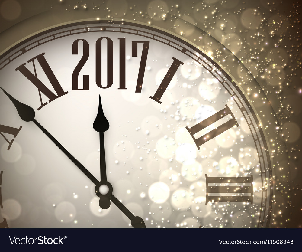 2017 new year background with clock