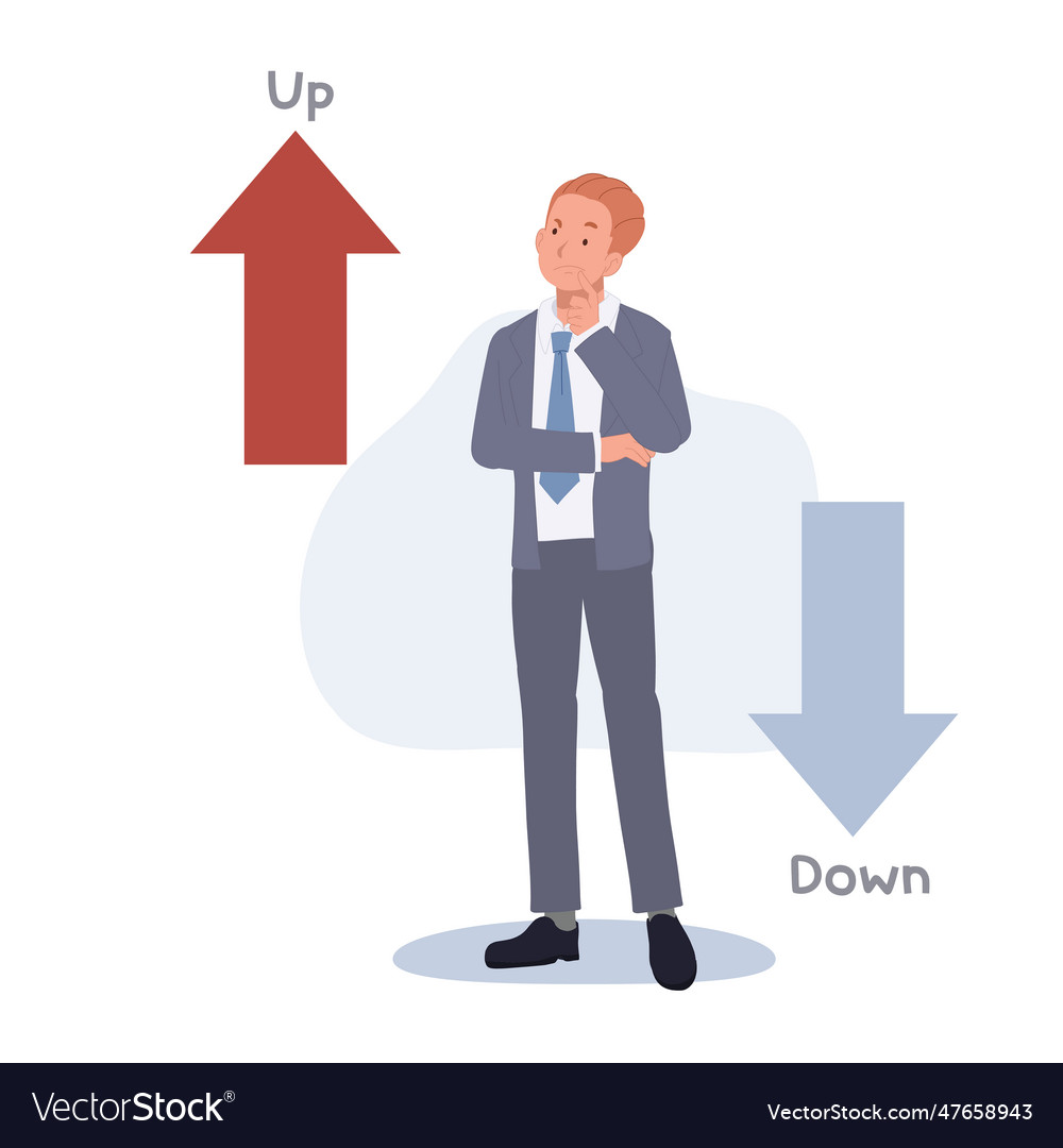 Businessman struggling between rising and falling