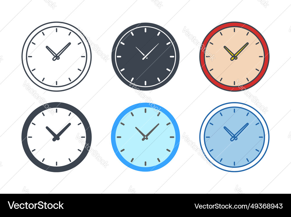 Clock icon collection with different styles timer Vector Image