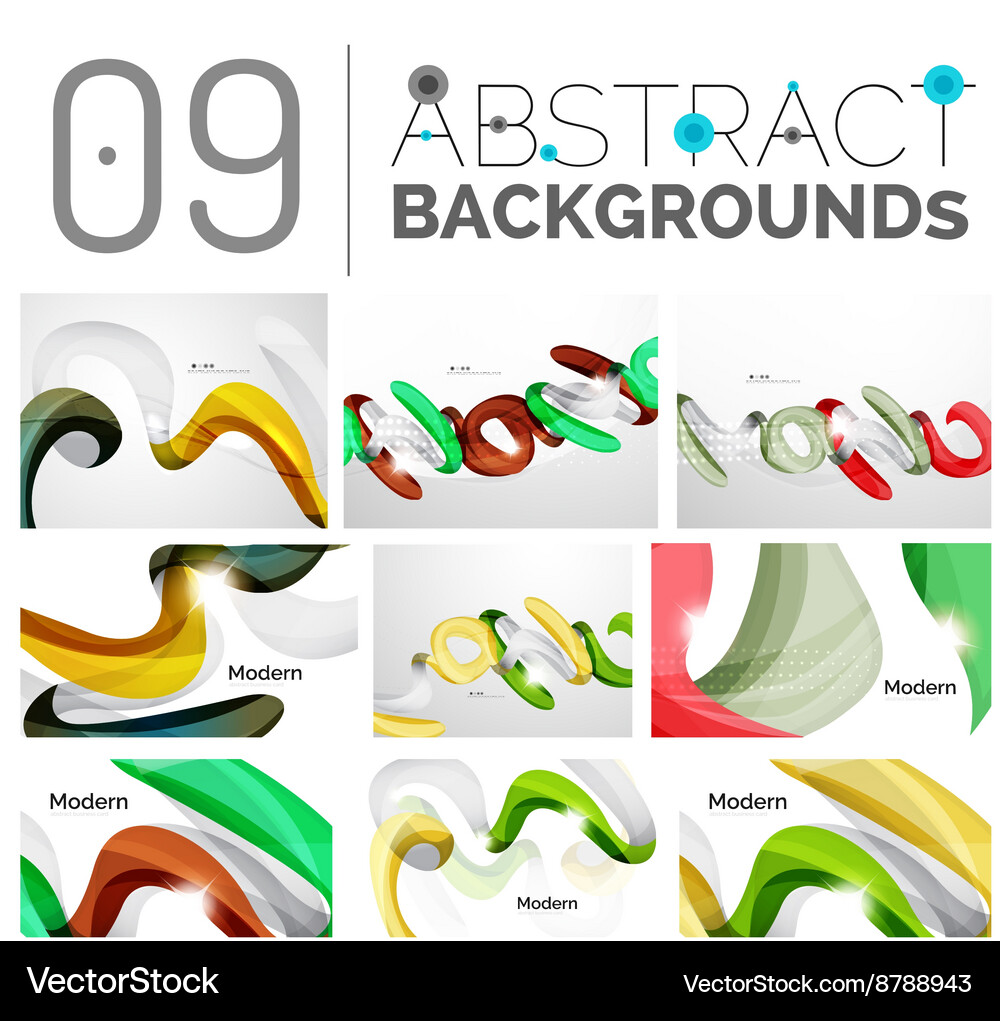Collection wave abstract backgrounds Royalty Free Vector