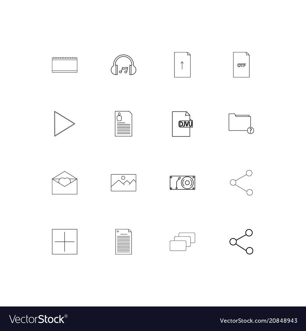 Files and folders sign linear thin icons set