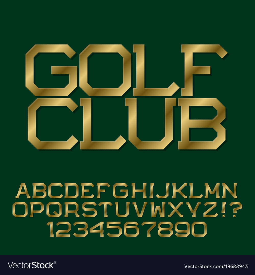 Golden angular letters stylish presentable font