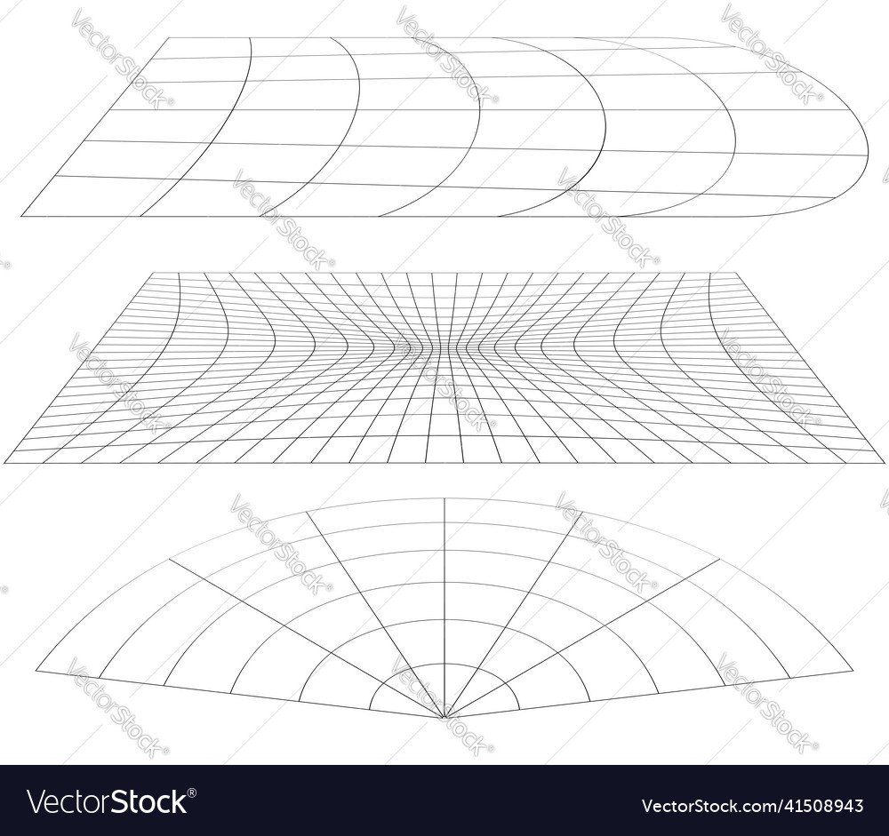 Graticule grid mesh plane with deform distortion vector image Graticule grid mesh plane with deform distortion