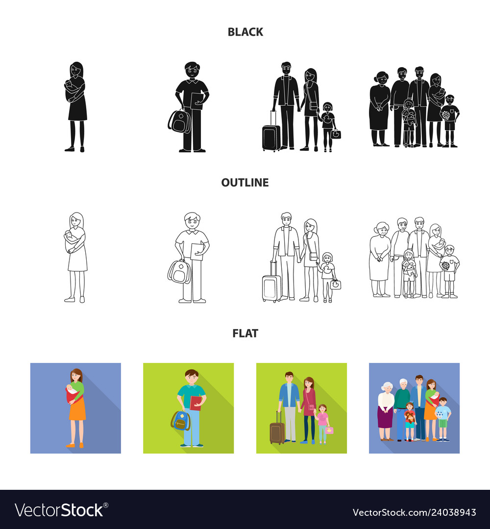 Isolated object of character and avatar logo set vector image Isolated object of character and avatar logo set