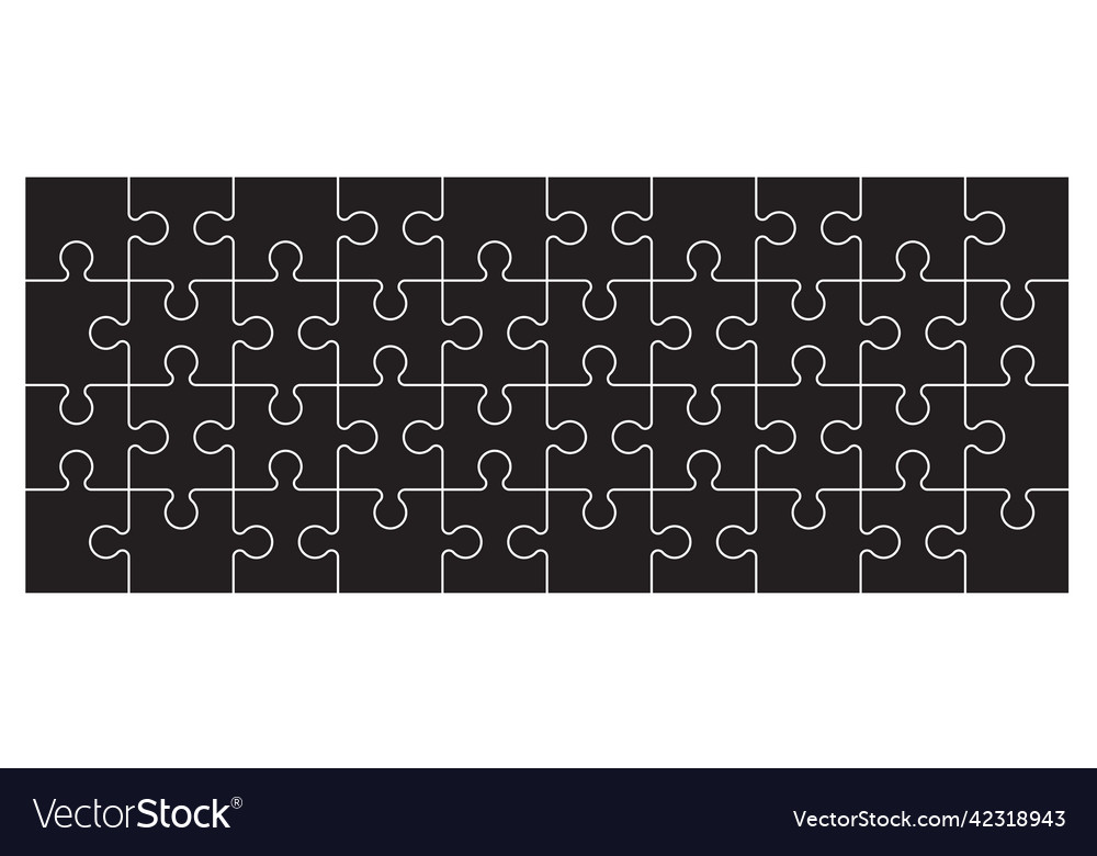 Jigsaw puzzle pieces connection line pattern vector image Jigsaw puzzle pieces connection line pattern