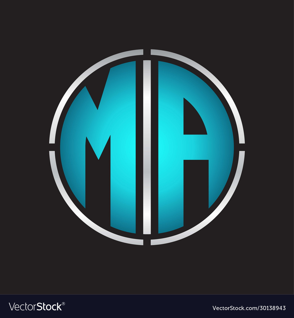 Ma logo initial with circle line cut design Vector Image Ma logo initial with circle line cut design