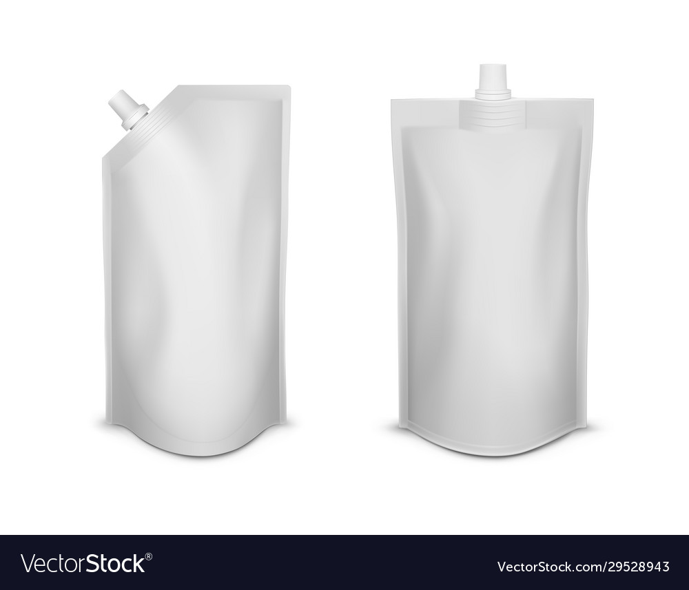 Realistic detailed 3d white blank pouch sachet bag vector image Realistic detailed 3d white blank pouch sachet bag