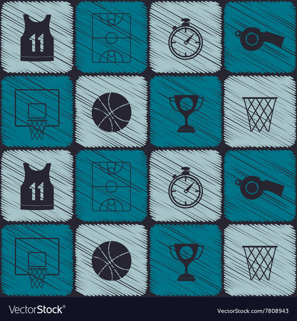 Seamless pattern with basketball icons