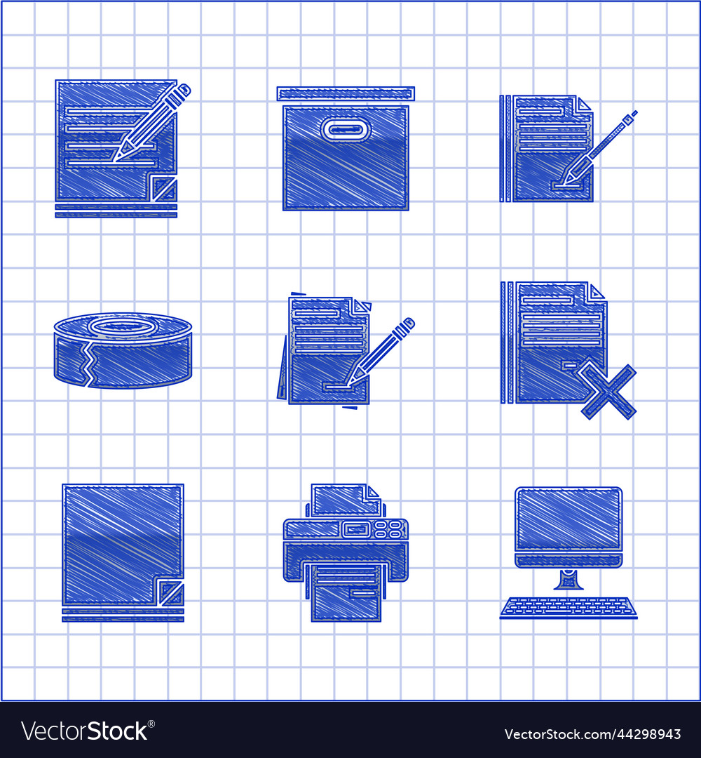 Set blank notebook and pencil with eraser printer vector image Set blank notebook and pencil with eraser printer