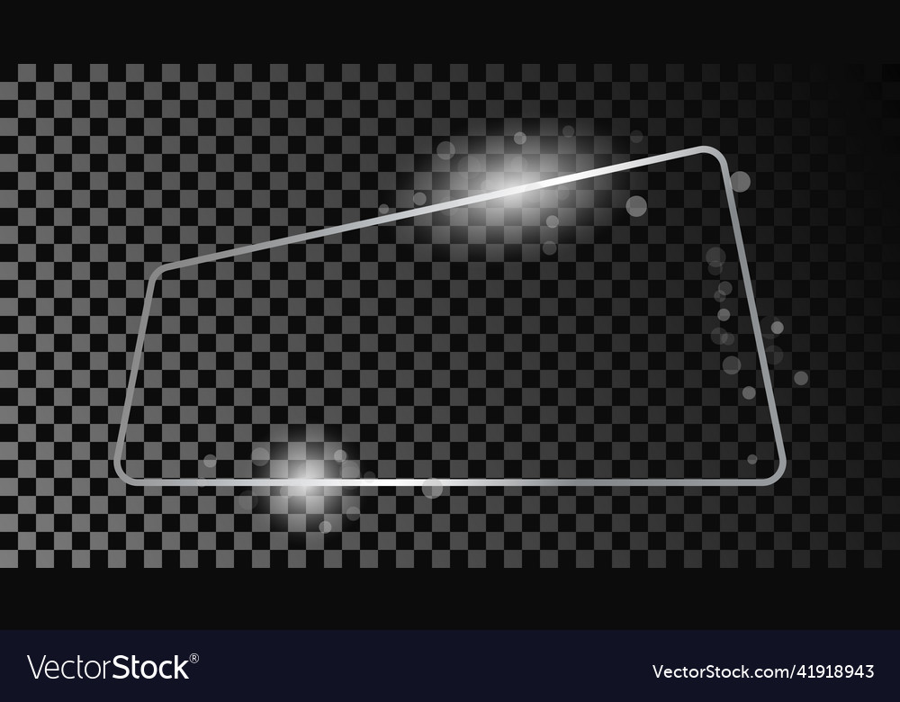 Silver glowing trapezoid shape frame with sparkles vector image Silver glowing trapezoid shape frame with sparkles