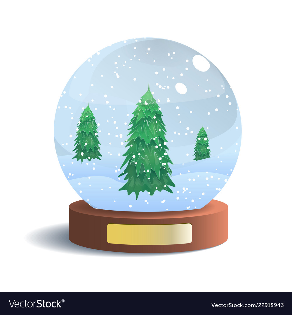 Snow globe with metal badge isolated Royalty Free Vector