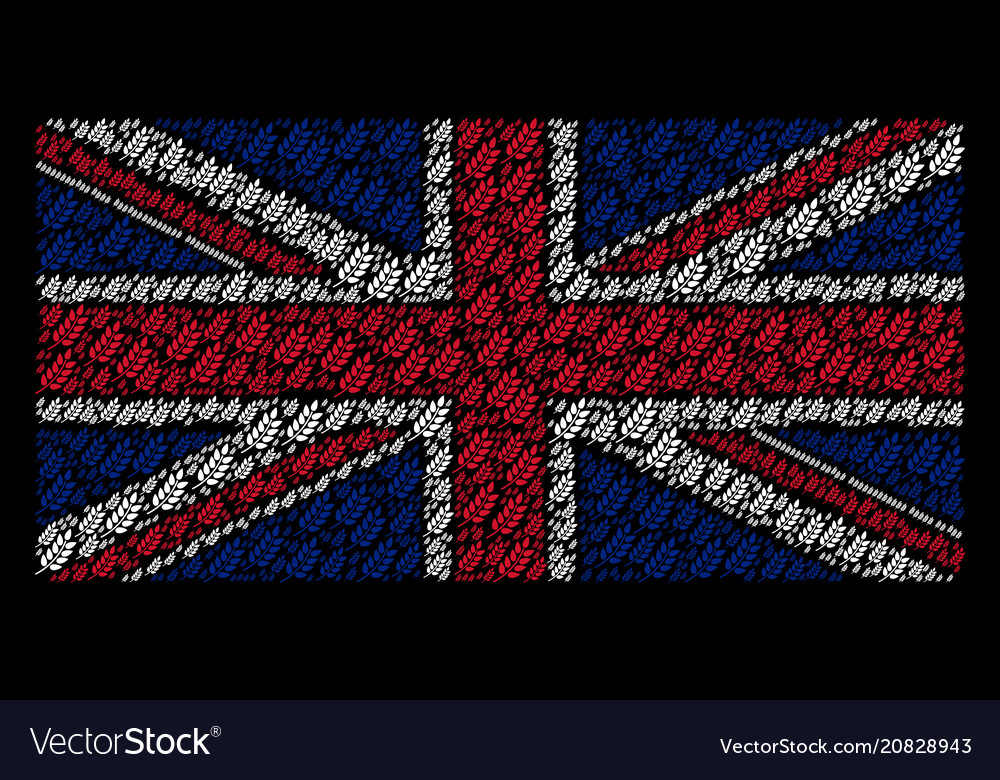 Uk flag mosaic of leaf branch items