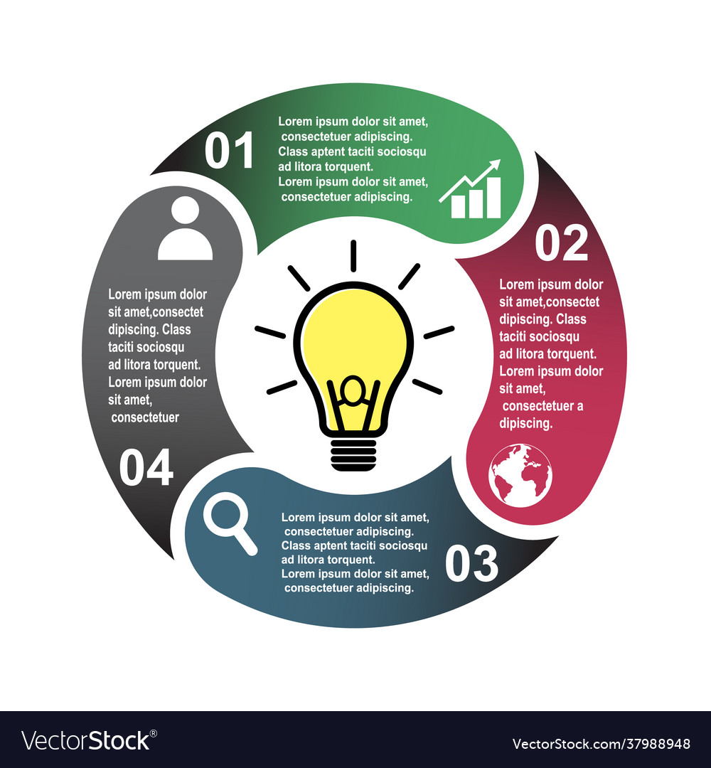 4 step element in four colors with labels vector image 4 step element in four colors with labels