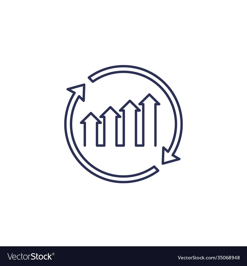 Continuous Growth Icon Line On White Royalty Free Vector