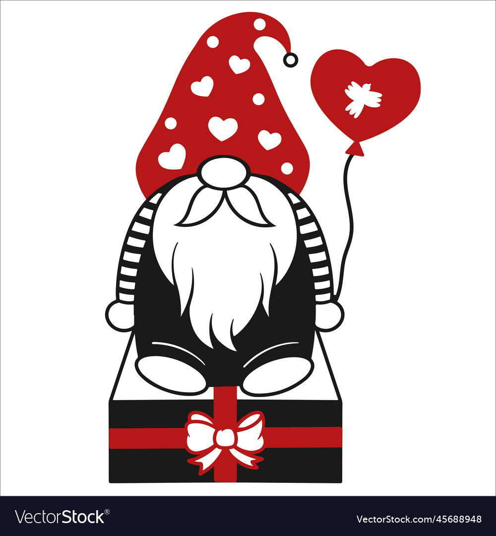 Cute three valentine gnomes holding heart