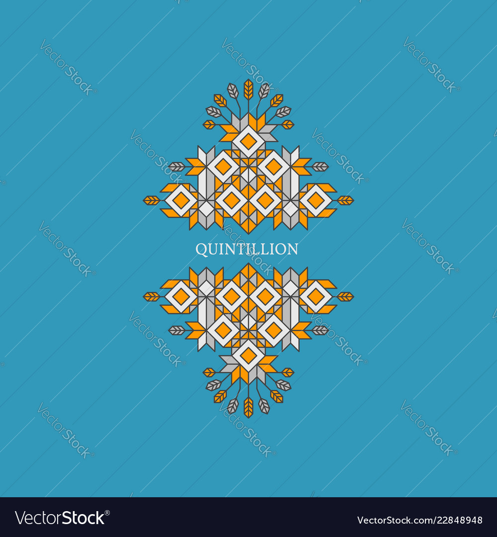 Decorative element in retro style line art design vector image Decorative element in retro style line art design