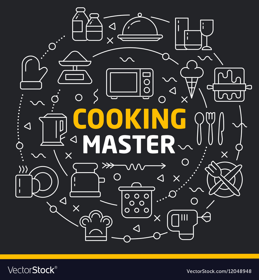 Lines icons circle cooking master