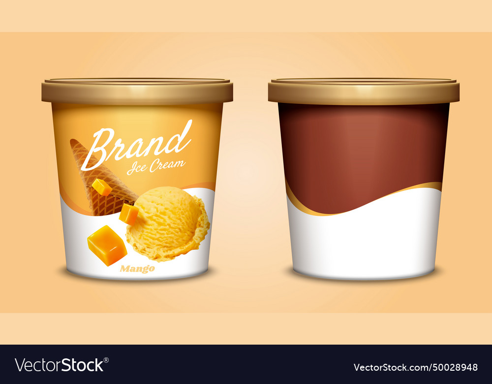 Mango ice cream cup mockup Royalty Free Vector Image