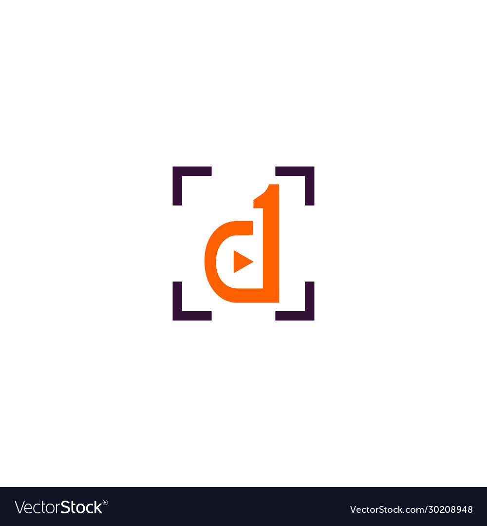 Modern design letter d symbol with play