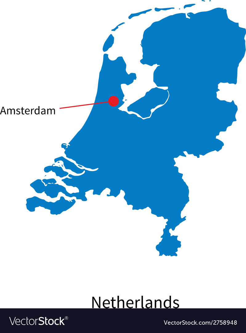 Netherlands Map with Amsterdam