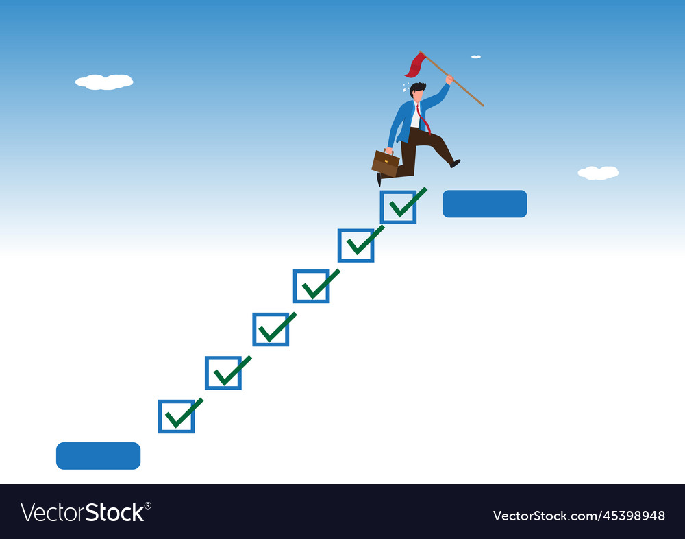 Progress from beginning to success development vector image Progress from beginning to success development