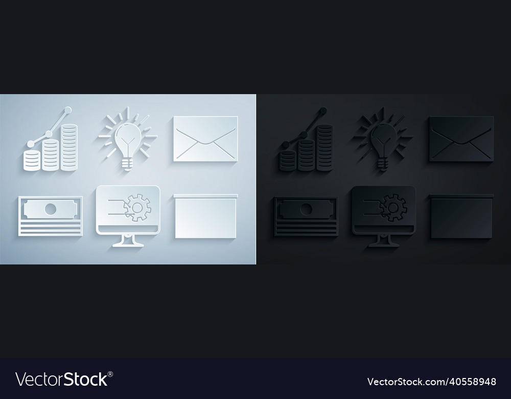 Computermonitor mit Diagramm-Umschlag einstellen Vector Image Computermonitor mit Diagramm-Umschlag einstellen