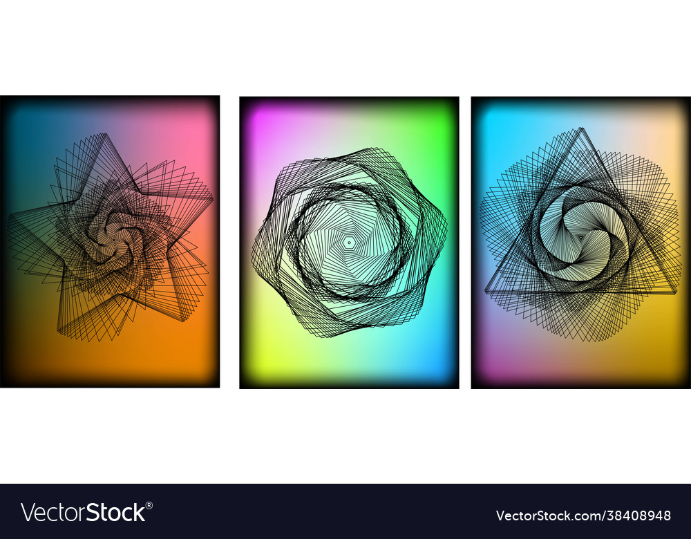 Set images with geometric forms on colorful vector image Set images with geometric forms on colorful