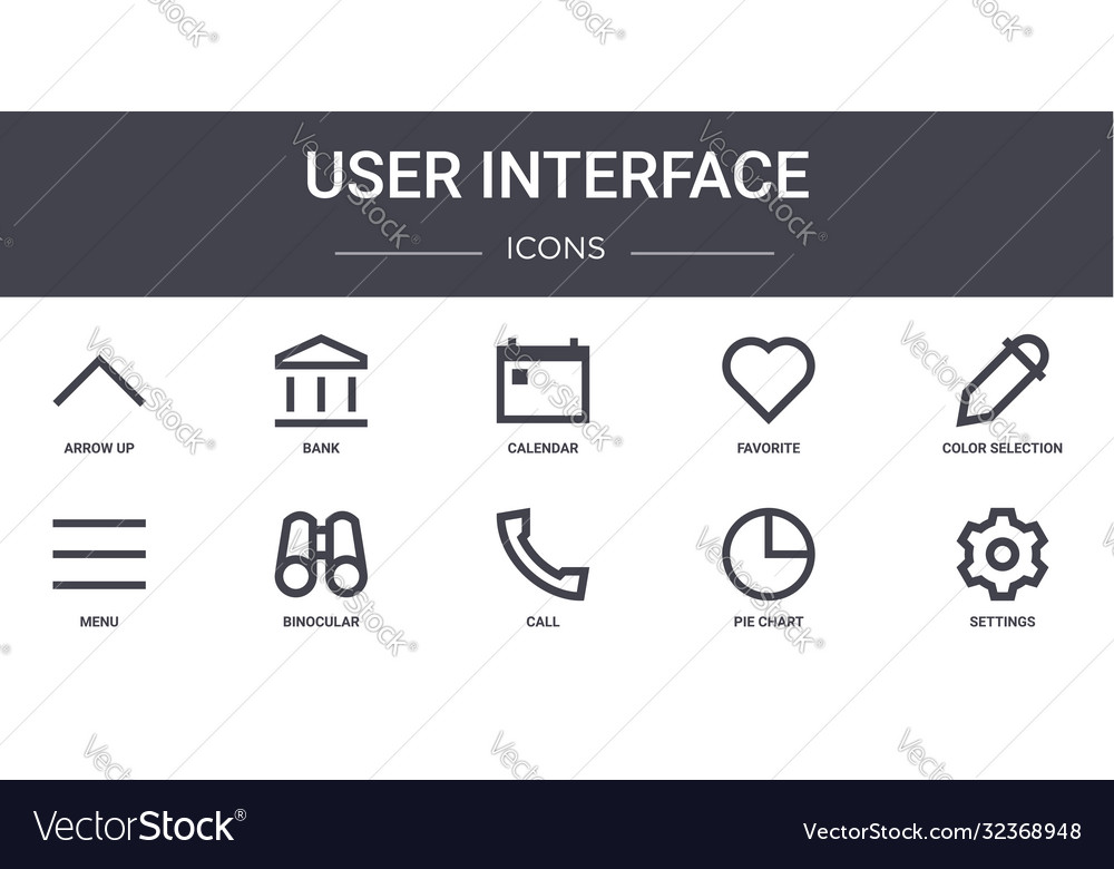 User interface concept line icons set contains