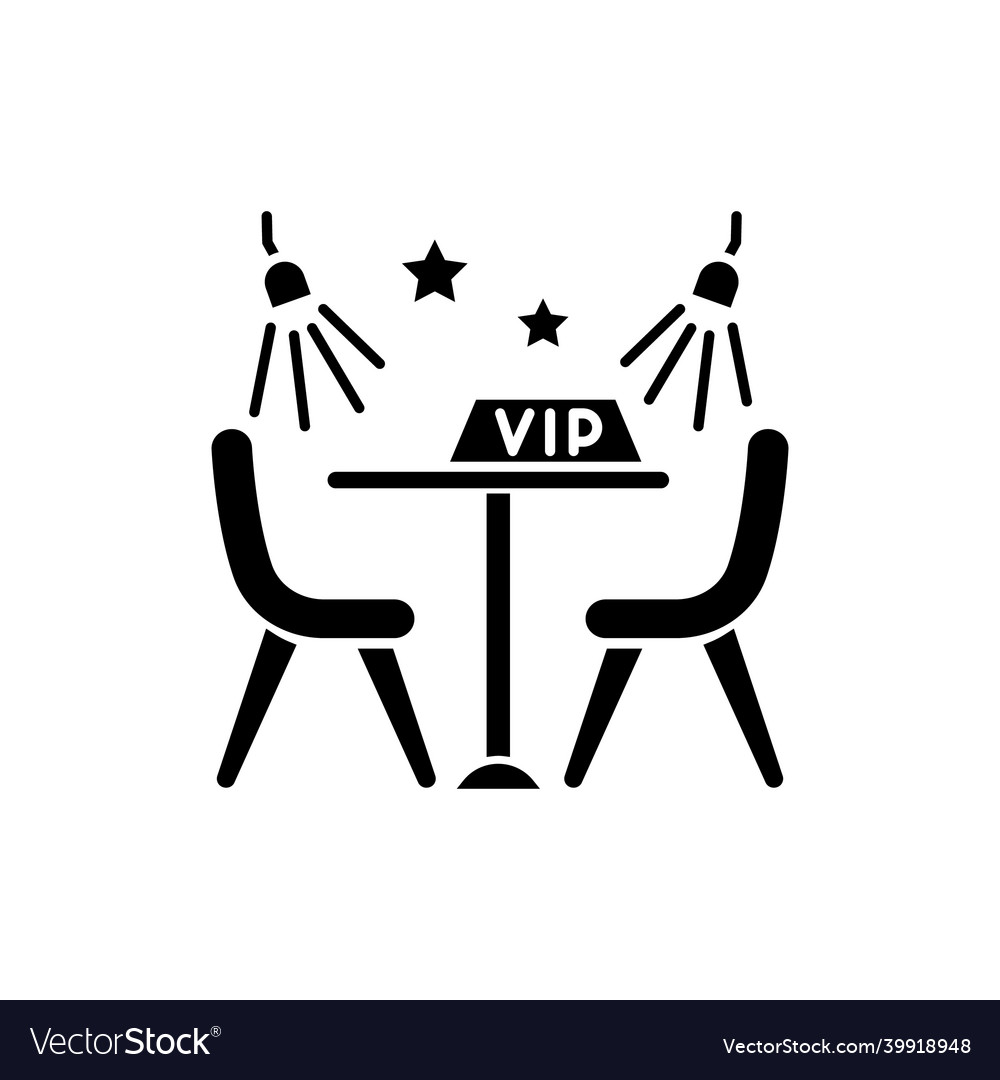 Vip lounge zone black glyph icon luxurious night